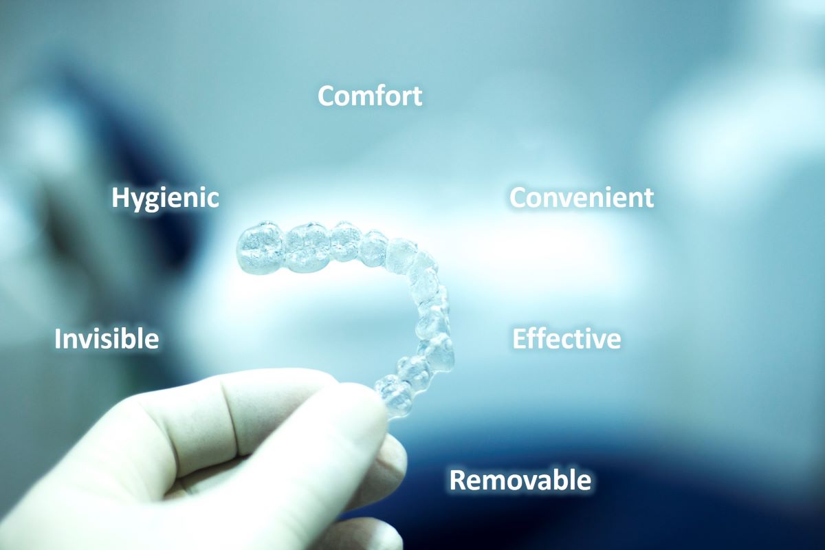 Image showing benefits of clear aligners like Invisalign